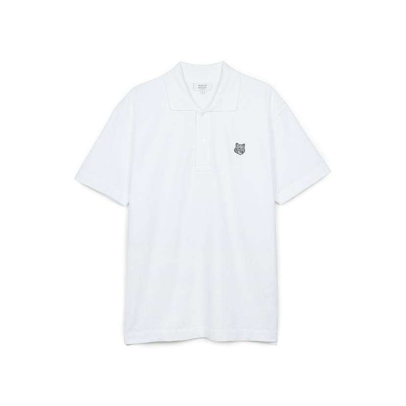 메종키츠네 남여공용 볼드 폭스 헤드 패치 볼드 컴포트 폴로 티셔츠 화이트 MM00207KJ7010-P100