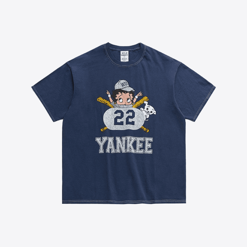 와일드동키 YANKEE DYED 그래픽 프린팅 반팔 티셔츠 (네이비)