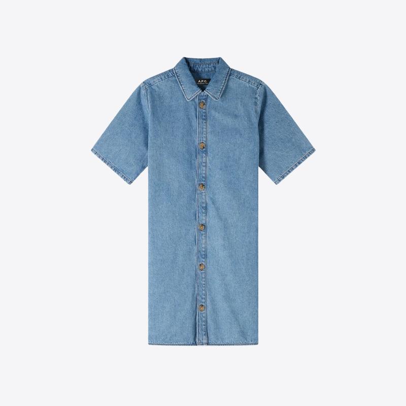 A.P.C. 아페쎄 여성 Venezia 데님 반팔 원피스 (페일블루) COGYH F35098 IAB