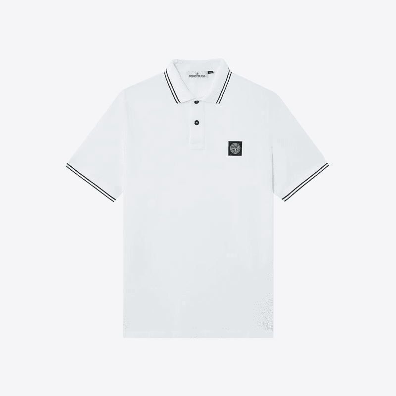 스톤아일랜드 남성 오가닉 코튼 엘라스틴 폴로 반팔 티셔츠 (화이트) K1S1522002SC S0018 V1001