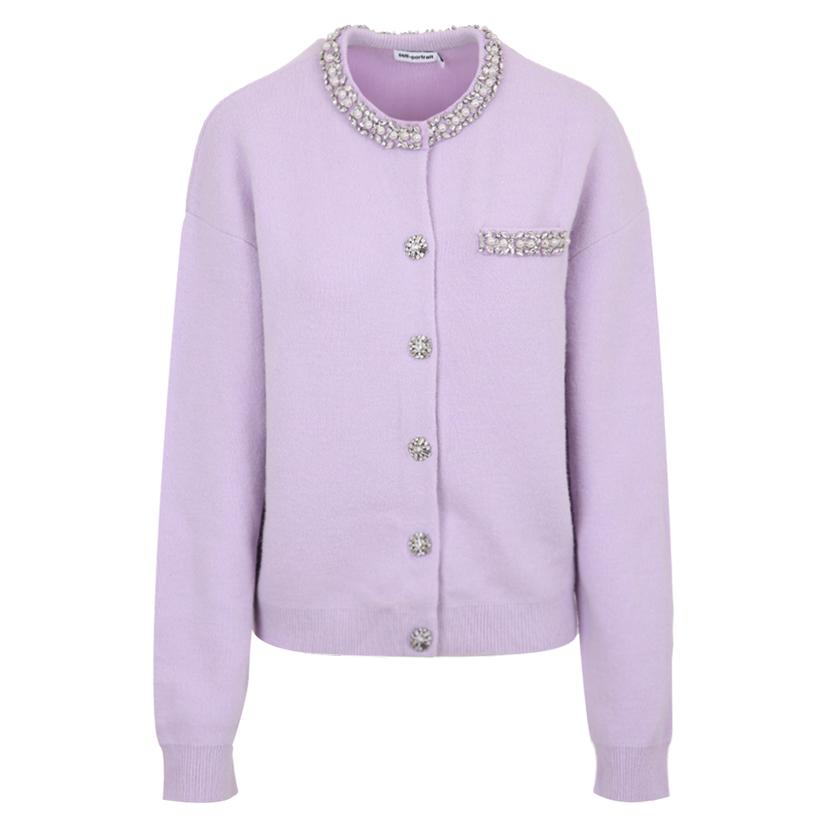 [국내/당일]25FW PF25 085C LILAC 셀프포트레이트 크리스탈 트림 가디건