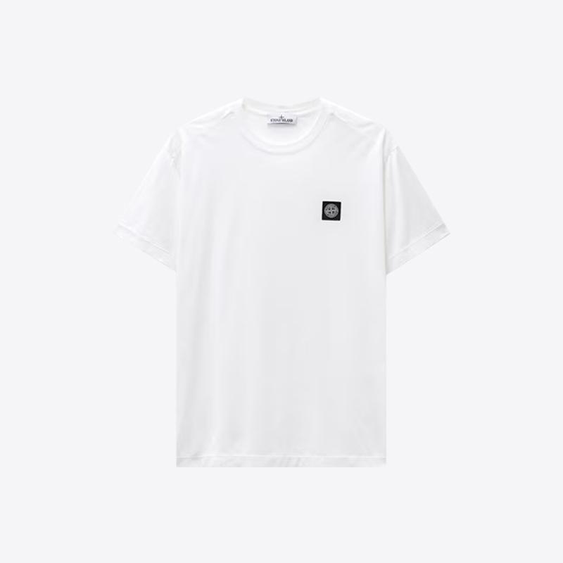 스톤아일랜드 남성 라운드넥 로고 반팔 티셔츠 (화이트) 801524113 A0001