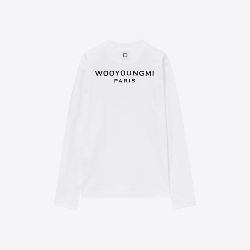 우영미 남성 백 로고 프린팅 롱슬리브 긴팔티셔츠 (화이트) W241TS17717W