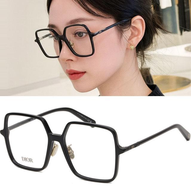 디올 안경테 CD50085F 005 블랙 스퀘어 명품 얇은 뿔테 데일리 패션