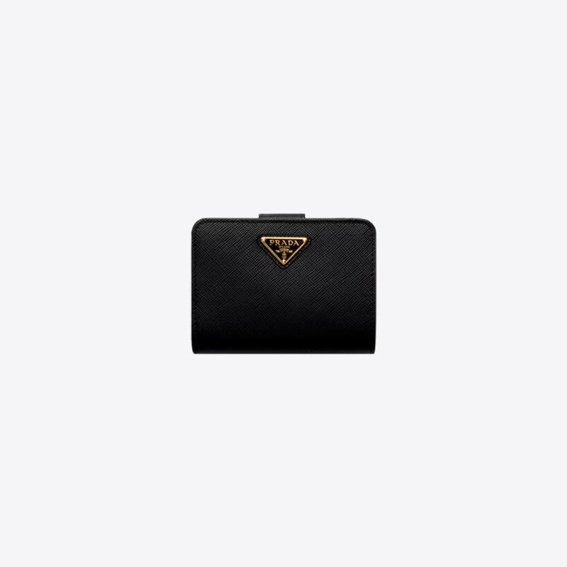 프라다 삼각로고 사피아노 레더 컴팩트 반지갑 (블랙) 1ML018 QHH F0002