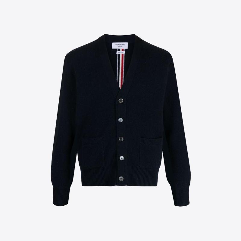 톰브라운 남성 백 스트라이프 메리노 울 워시드 피케 가디건 (네이비) MKC556A Y1029 415