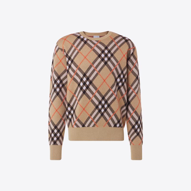 버버리 남성 아가일 체크 울 스웨터 니트 (베이지) 8093497