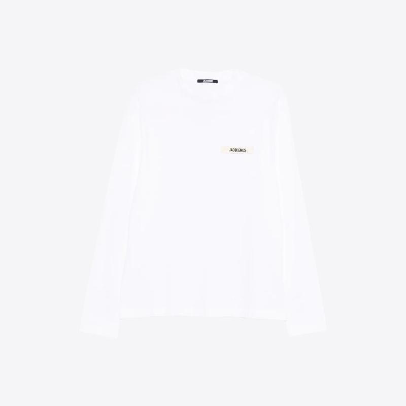 자크뮈스 남성 로고 그로그랭 롱 슬리브 티셔츠 (화이트) TSM00570AJ00226 100