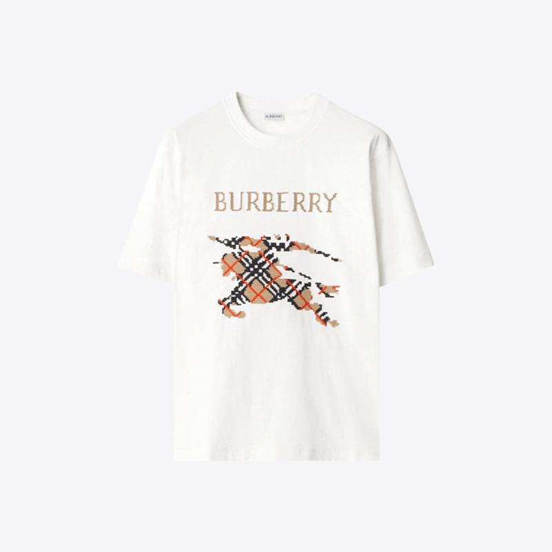 버버리 남성 EKD 크로스 스티치 로고 반팔 티셔츠 (화이트) 8110116