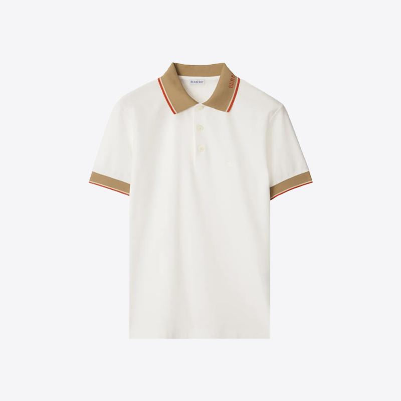 버버리 남성 콘트라스트 폴로 반팔 티셔츠 (화이트) 8110096