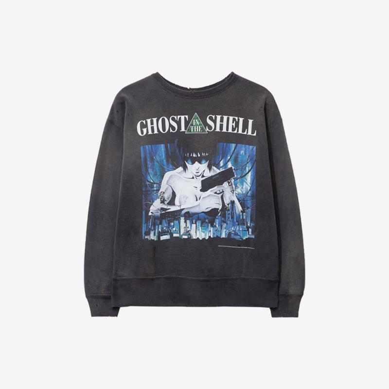 세인트미카엘 x 고스트 인 더 쉘 크루넥 스웨트셔츠 맨투맨 (블랙) SM HR8 0000 C09