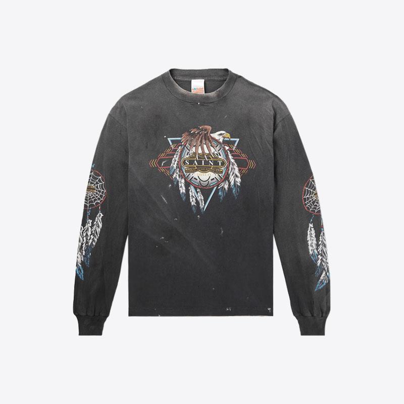 세인트미카엘 x 테플론 디스코 마일스 라샬 롱슬리브 긴팔 티셔츠 (블랙) SM HR8 0000 C40