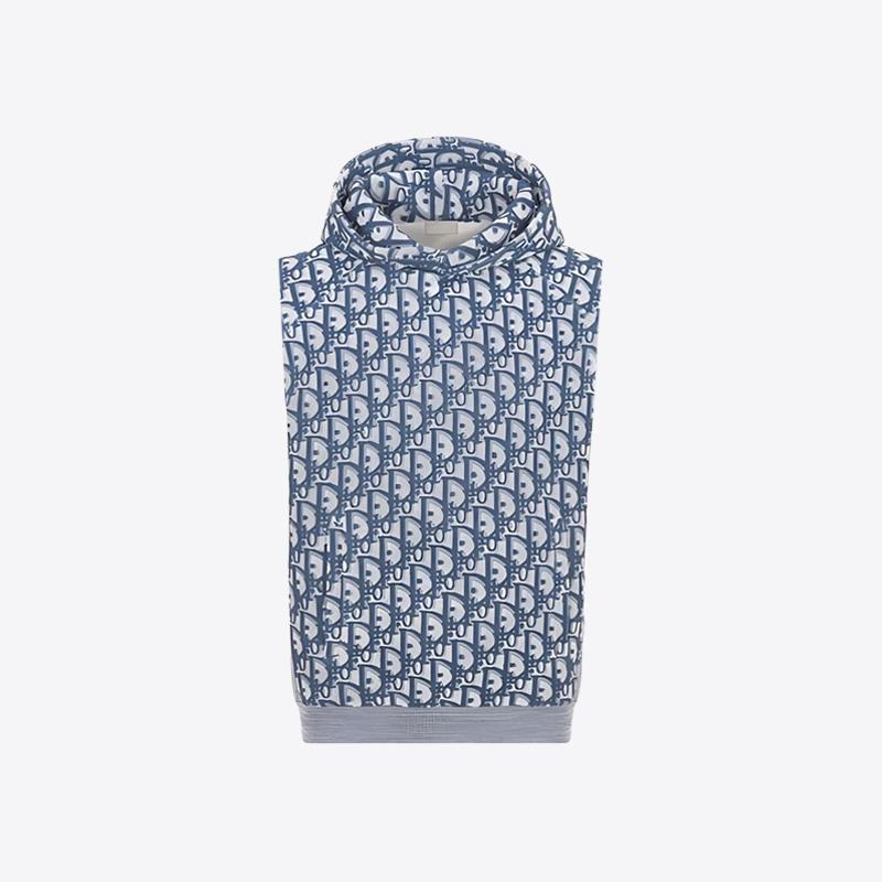 디올 남성 오블리크 민소매 후드 스웨트셔츠 베스트 (블루화이트) 483J647A0907 C185
