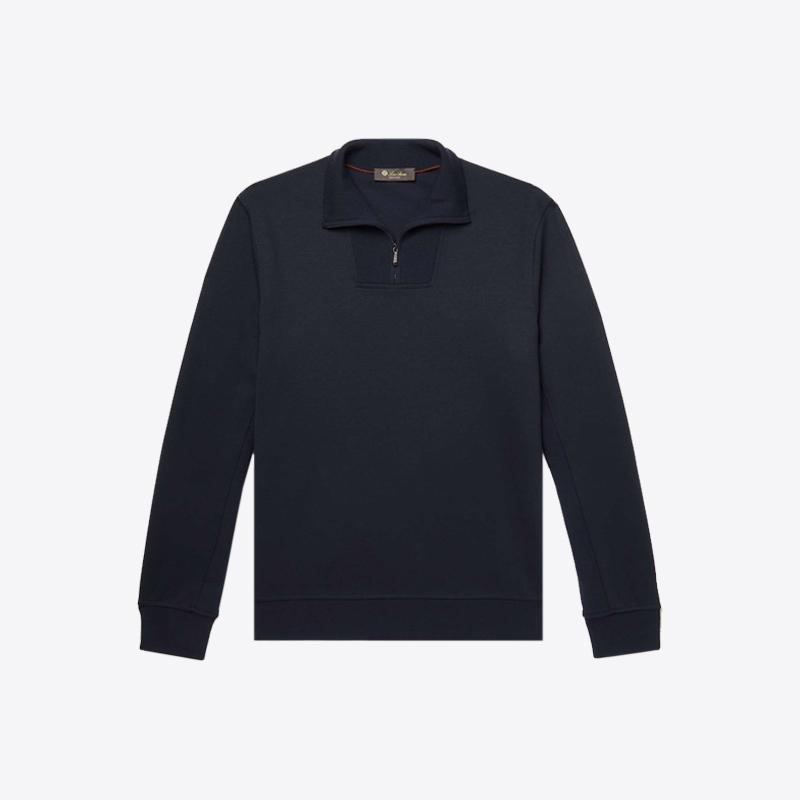 로로피아나 남성 테크니컬 풀오버 니트 하프 집업 (네이비) FAL5721 W000