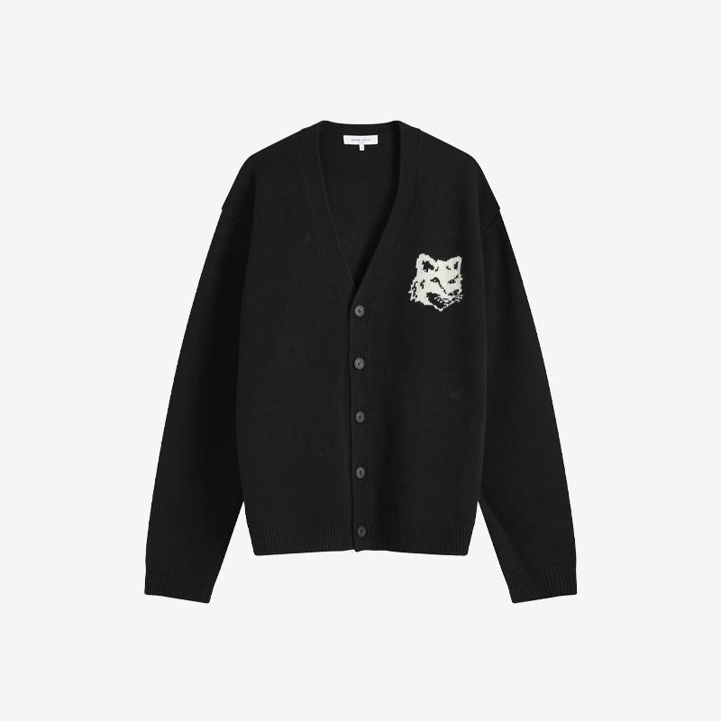 메종키츠네 폭스 헤드 인타르시아 울 가디건 (블랙) NM00508KM0329 P199