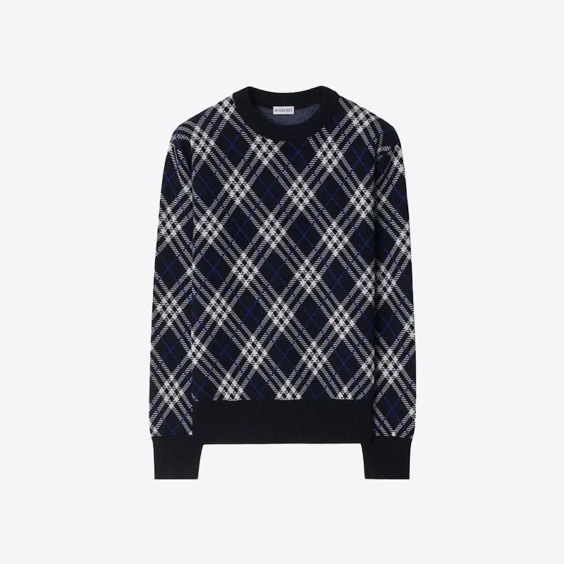 버버리 남성 체크 울 스웨터 니트 (블루블랙) 8110614