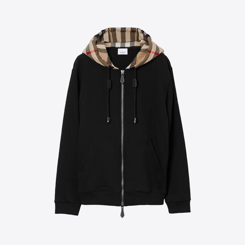 버버리 남성 체크 코튼 지퍼 후드 집업 자켓 (블랙) 8060705