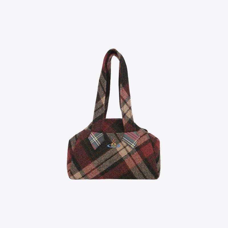 비비안웨스트우드 해리스 트위드 체크 미디움 핸드백 (브라운) 4702000RW W018D H201