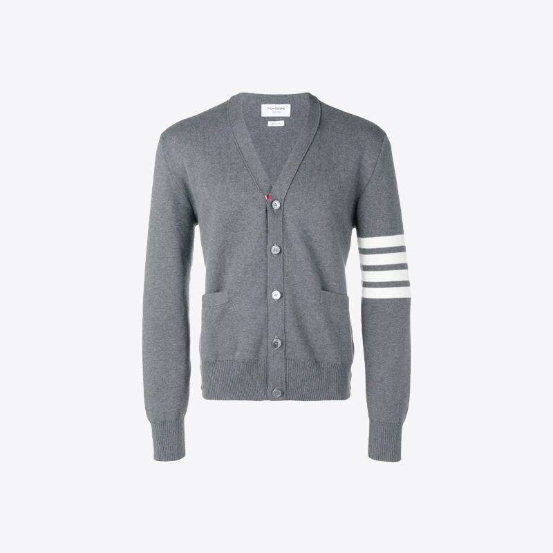 톰브라운 남성 사선완장 밀라노 스티치 울 가디건 (그레이) MKC160A 00014 055