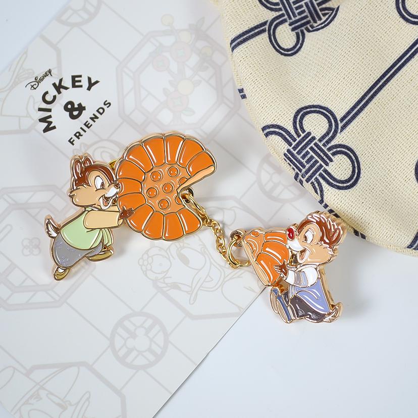 디즈니 미키와 친구들_금속 참_체인 뱃지_칩앤데일
