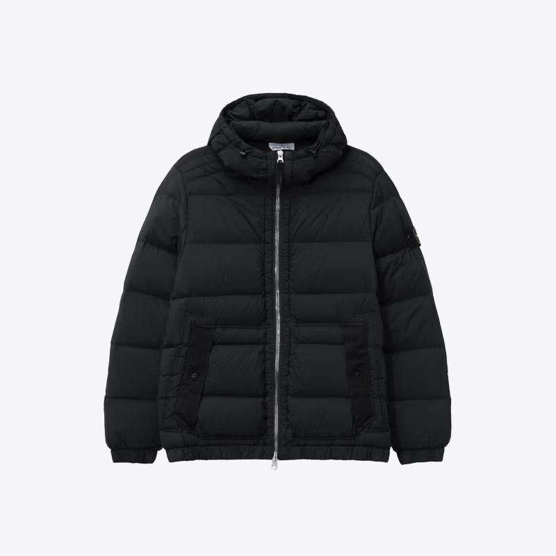 스톤아일랜드 남성 심리스 터널 나일론 후드 패딩 자켓 (블랙) 4100040 S0028 V0029