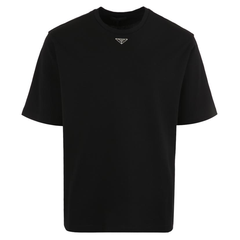 [국내/당일]26SS UJN861 240 F0002 프라다 코튼 메탈 트라이앵글 로고 반팔티