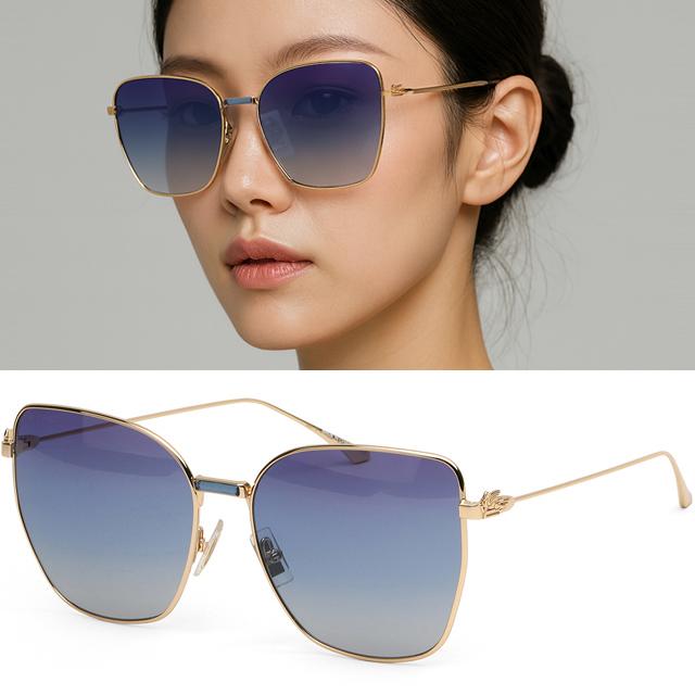 에트로 선글라스 ETRO0021 S 000UY 여자 오버핏 캣아이 골드 메탈 명품