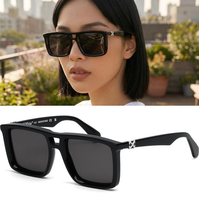 오프화이트 선글라스 OERI13W 1007 사각 뿔테 남자 여자 명품 패션