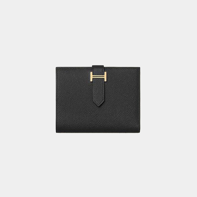 당일배송에르메스 공용 BEARN 베안 H 로고 레더 컴팩트 반지갑 블랙 H039790CC89