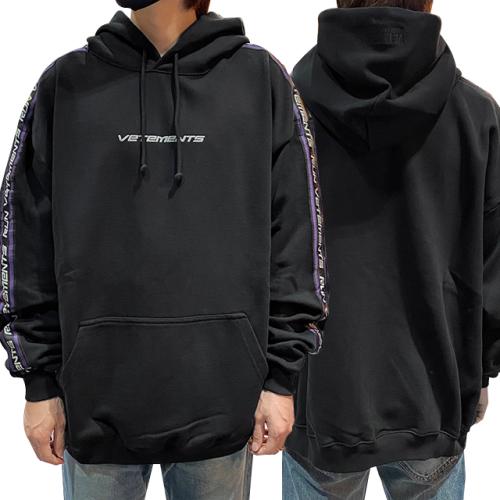 [논현 더팩토리](당일) 베트멍 사이드 로고 테이프 오버핏 후드티 (UA52TR750B BLACK)