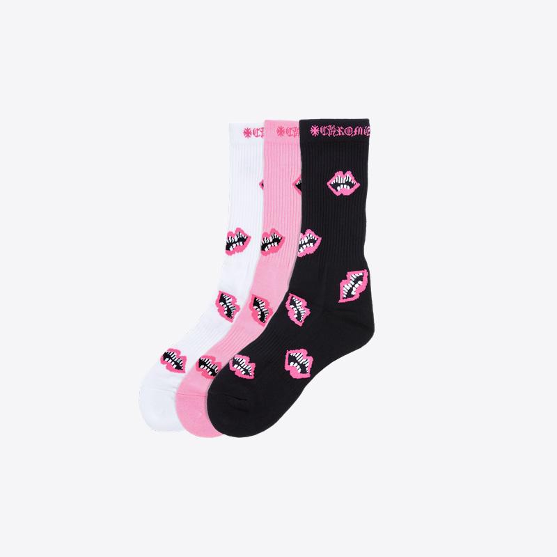 크롬하츠 로고 삭스 3pack (화이트핑크블랙)