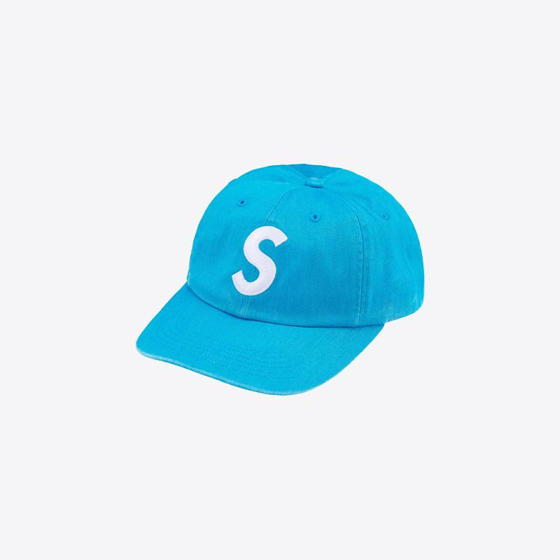 슈프림 피그먼트 코티드 S 로고 6 패널 캡 (브라이트블루) SS25H24