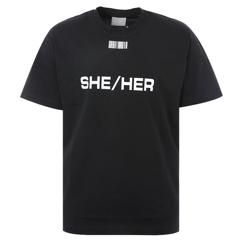 [국내/당일]22SS VL12TR620B BLACK 베트멍 SHE 바코드 블랙 반팔티
