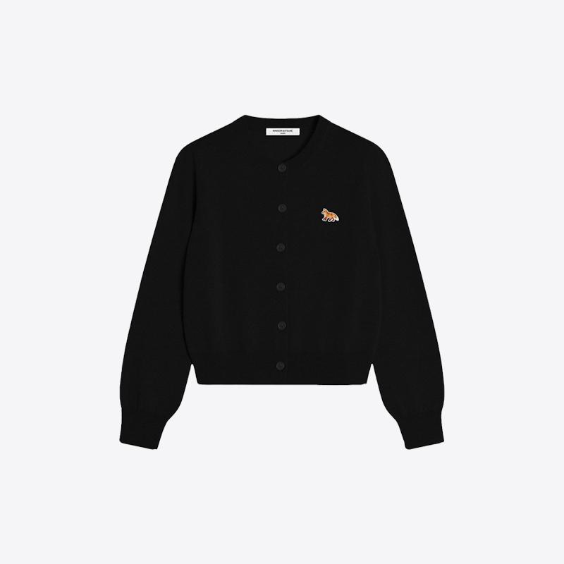 메종키츠네 여성 베이비 폭스 메리노 울 레귤러 가디건 (블랙) PW00502KT1181 P199