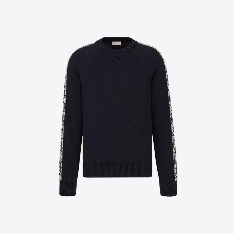 디올 남성 오블리크 인서트 코튼 저지 스웨터 니트 (딥블루) 113M638AT187 C585