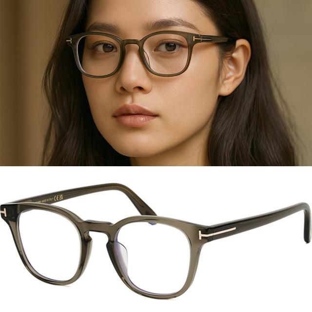 톰포드 안경테 TF6015KB 057 블루라이트차단 아시안핏 명품 다크 그레이 사각 뿔테