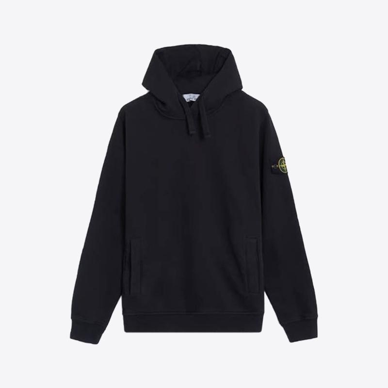 스톤아일랜드 남성 브러쉬드 오가닉 코튼 플리스 후드 티셔츠 (블랙) 811560820 V0029