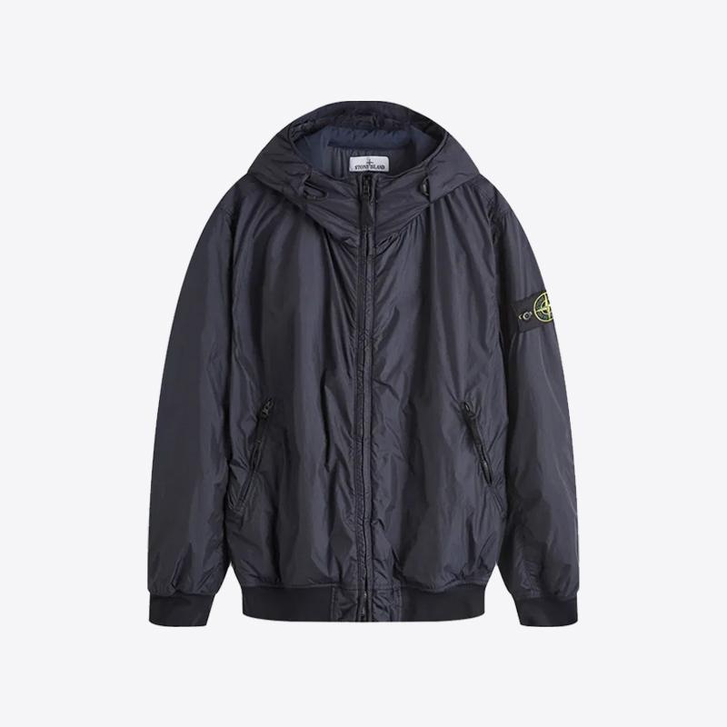 스톤아일랜드 남성 와펜 패치 크링클랩스 나일론 다운 자켓 (네이비) 811540823 V0020