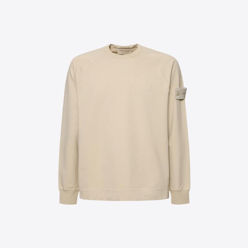 스톤아일랜드 남성 고스트피스 오가닉 코튼 플리스 크루넥 스웨트 맨투맨 (베이지) 8115629F7 V0090