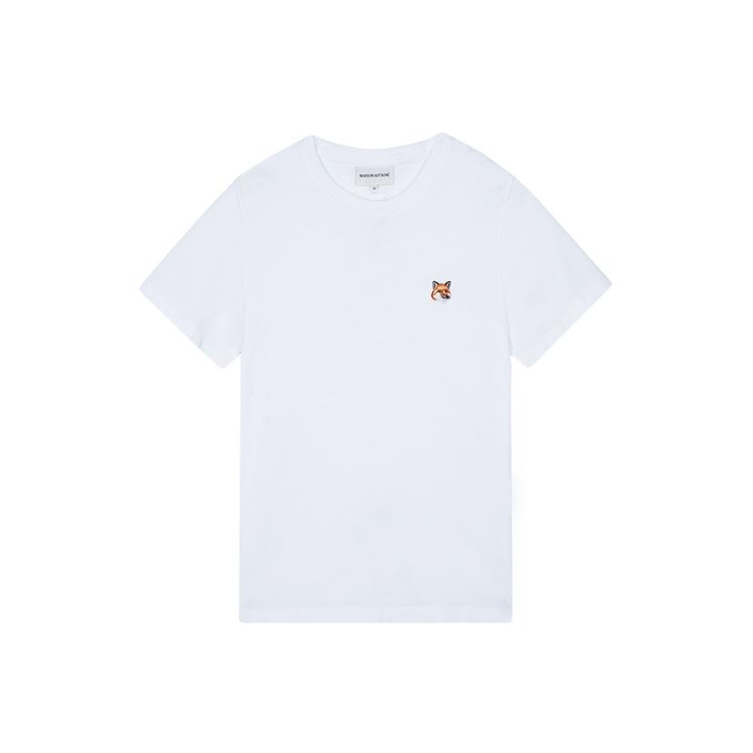 메종키츠네 여성 폭스 헤드 패치 반팔티셔츠 화이트 LW00105KJ0008-P100
