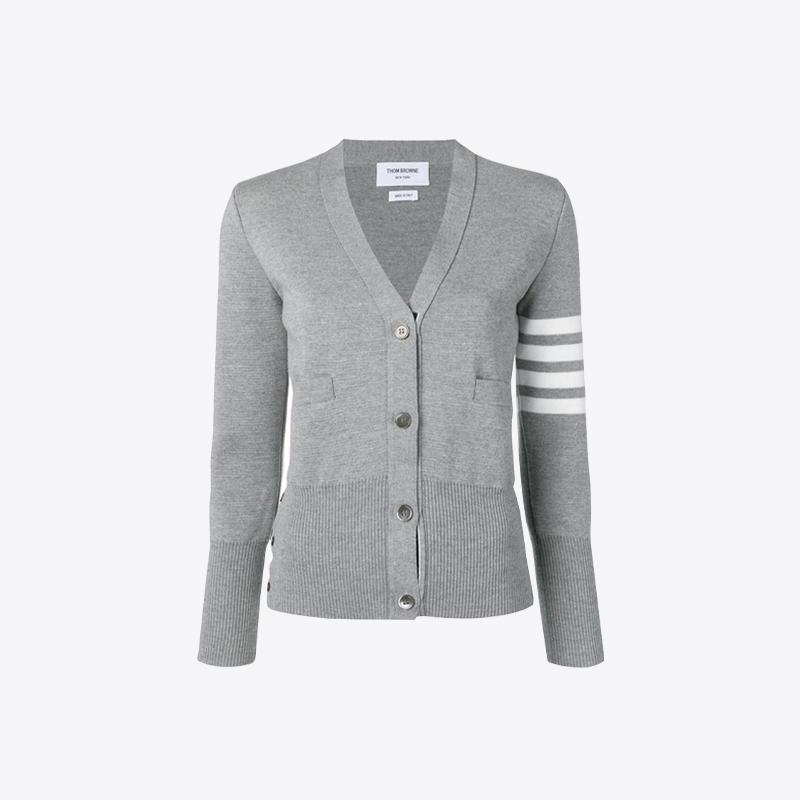 톰브라운 여성 사선완장 밀라노 스티치 울 가디건 (라이트그레이) FKC207A 00014 055