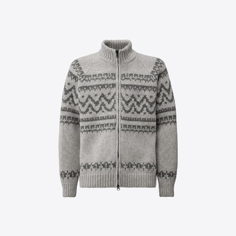 시피컴퍼니 남성 로고 자카드 울 니트 집업 가디건 (그레이) 19CMKN290A 110507J V01