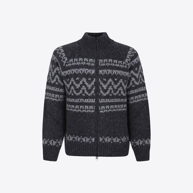 시피컴퍼니 남성 로고 자카드 울 니트 집업 가디건 (블랙) 19CMKN290A 110507J V02