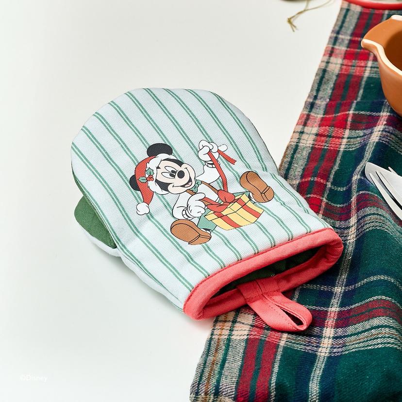 디즈니 미키 크리스마스 스트라이프 주방장갑 그린