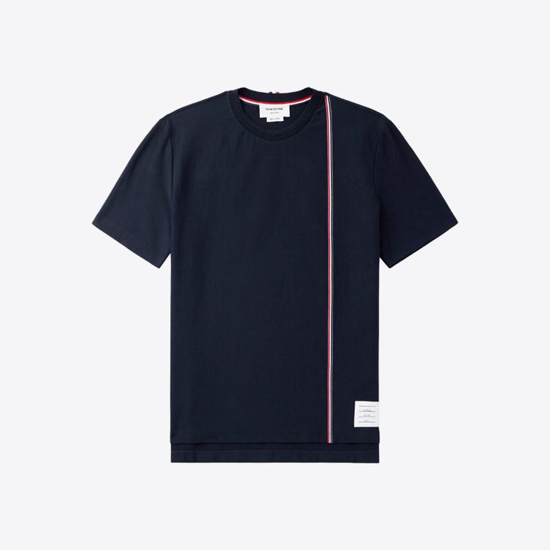 톰브라운 남성 RWB 스트라이프 반팔 티셔츠 (네이비) MJS252A J0138 415