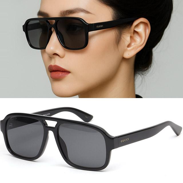 구찌 선글라스 GG1342S 001 블랙 스퀘어 남녀공용 고급 명품 프레임