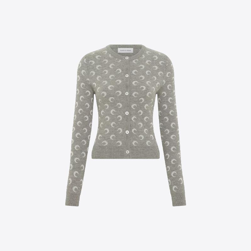 마린세르 여성 문 자카드 니트 가디건 (그레이) WTK011ACKNI0530 GR60