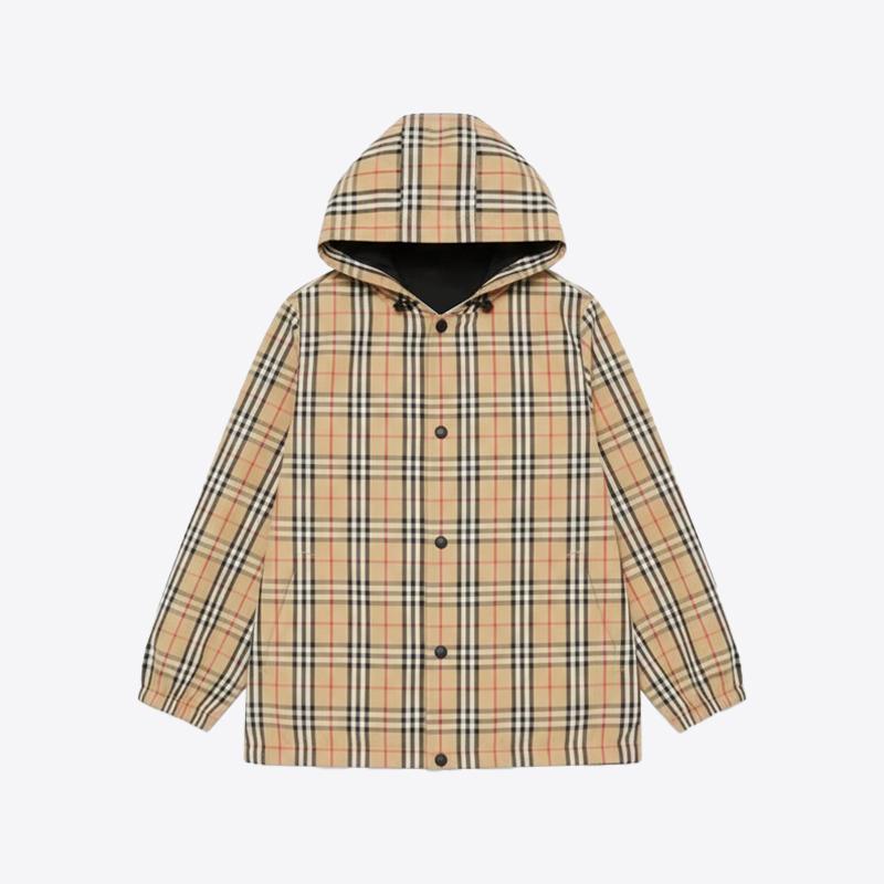 버버리 남성 리버시블 체크 후드 바람막이 버튼 자켓 (베이지) 8096448