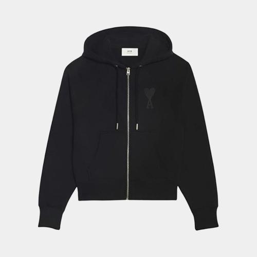 당일배송아미 남성 톤앤톤 하트 로고패치 스웨트 후드집업 블랙 USW402 747 001