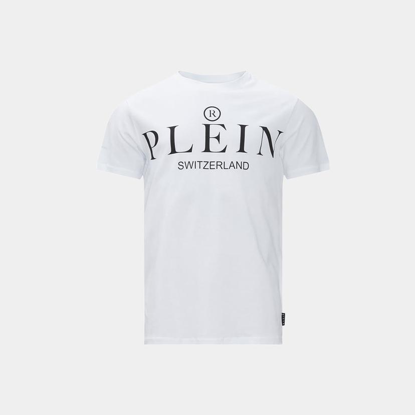당일배송필립플레인 남성 아이코닉 로고 프린팅 라운드 화이트 반팔 UTK0158PJY002N 01